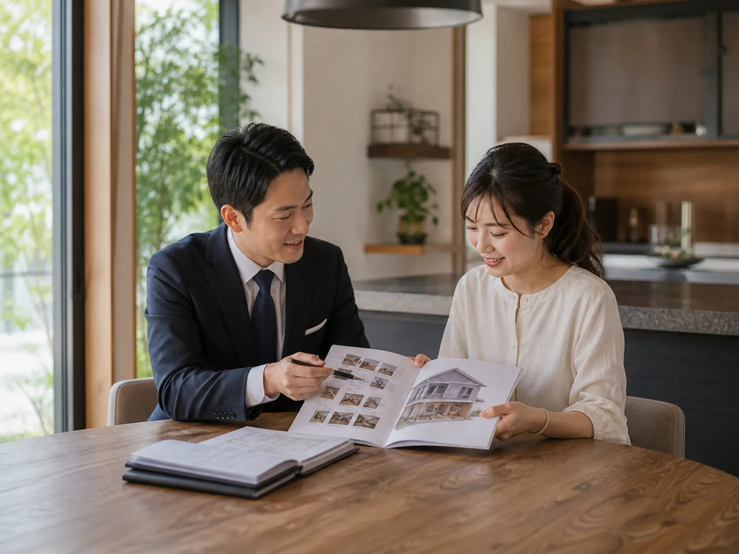 工事保証の書面をご説明する様子